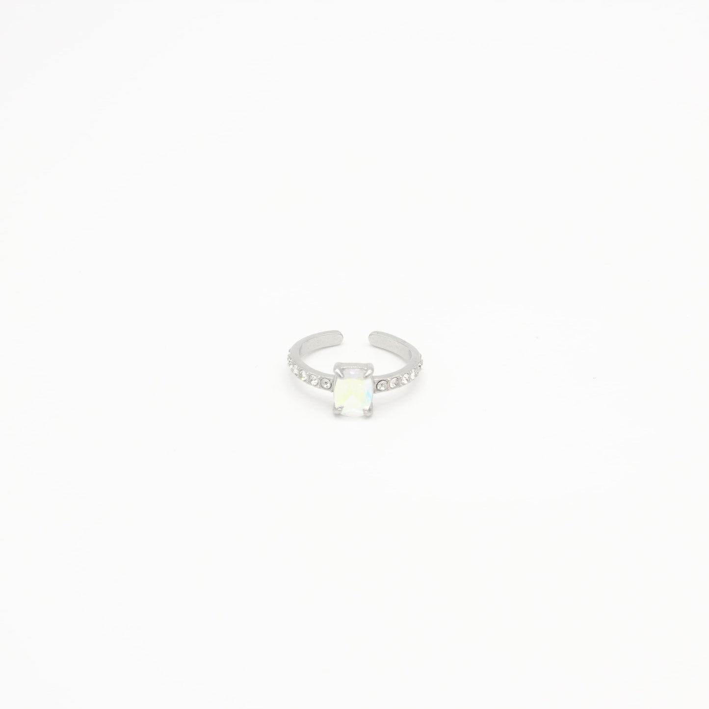 Anillo con Zirconia Tornasol Acero